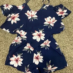 Shop Priceless blue floral romper